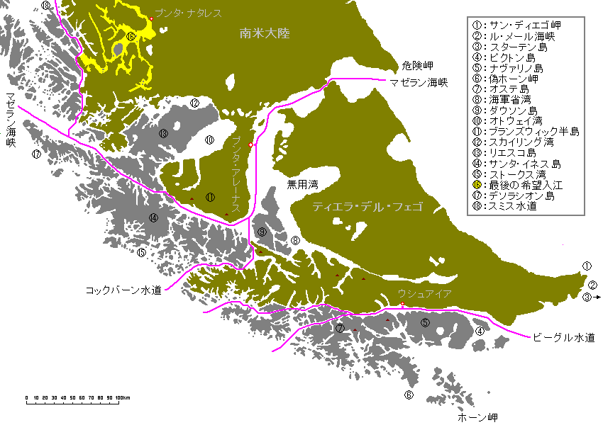 map of Magellan straight